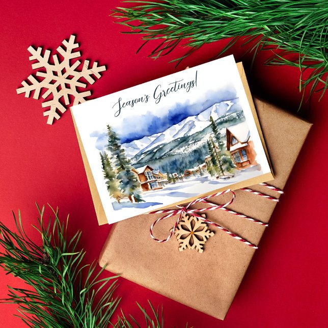 Carte Postale Colorado de Noël Joyeuses Fêtes (Seasons greetings Christmas Colorado Breckenridge winter snowy mountain scenery Postcard)