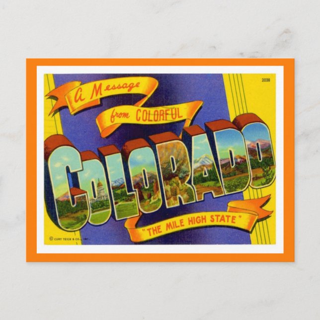 Carte Postale Colorado Salutations Des États-Unis (Devant)