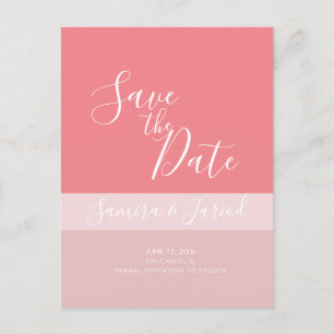 Carte Postale Colorblock Trois tons rose Enregistrer les dates