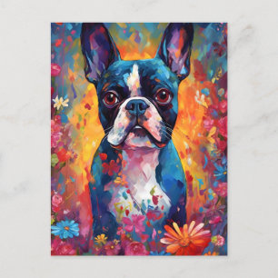 Carte Postale Coloré Boston Terrier