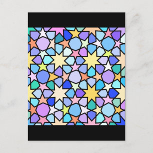 Carte Postale Coloré effet de verre de Tige Étoiles Motif