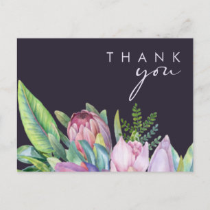 Carte Postale Coloré Tropical Floral Purple Mariage Merci