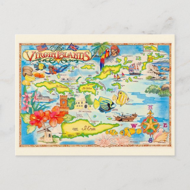 Carte postale colorée des îles Vierges (Devant)