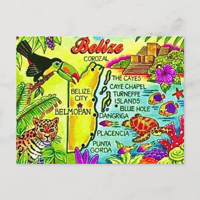 Carte postale colorée du Belize (Devant)