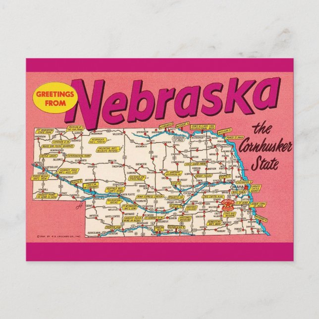 Carte postale colorée du Nebraska (Devant)