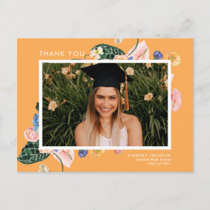 Carte Postale Colorée été Floral Graduation Merci photo
