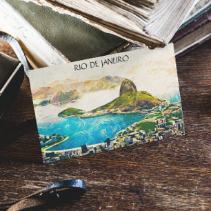 Carte Postale Colorée Rio de Janeiro Brésil Ville Peinture