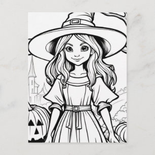 Carte Postale Colorez-Vous ! Halloween Witch