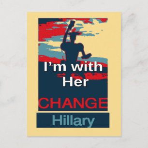 Carte Postale Colorful 2016 Je suis avec son vote pour Hillary U
