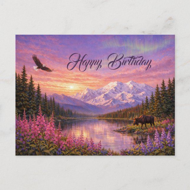 Carte Postale Colorful Alaska Landscape Birthday (Devant)