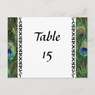 Carte Postale Colorful Peacock Eyes Mariage Numéros de tableau
