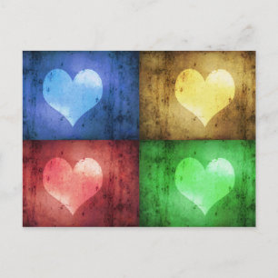 Carte Postale Colorful Valentine's Day Rustic Hearts