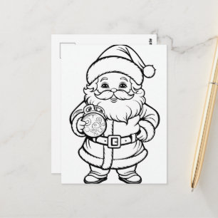 Carte Postale Coloriage Festive Père Noël pour enfants