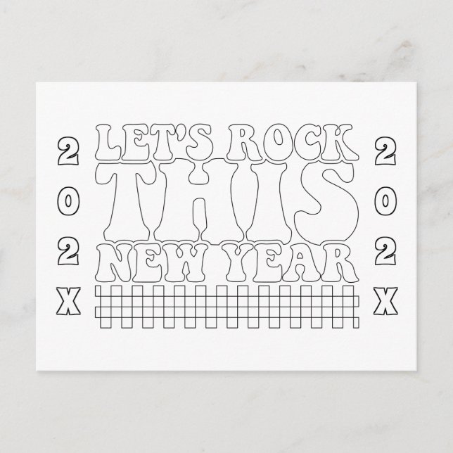 Carte Postale Coloriage Nouvel An : Allons-y ! (Devant)