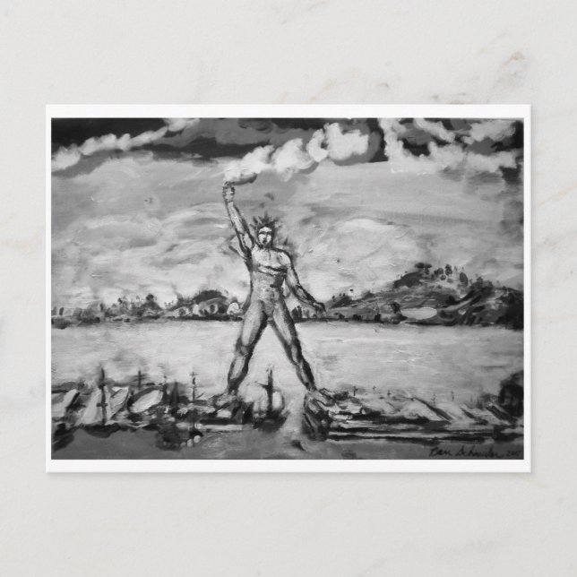 Carte Postale Colosse de Rhodes Noir et Blanc (Devant)