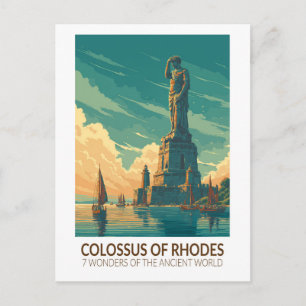 Carte Postale Colosse de Rhodes Sept Merveilles du Monde Art