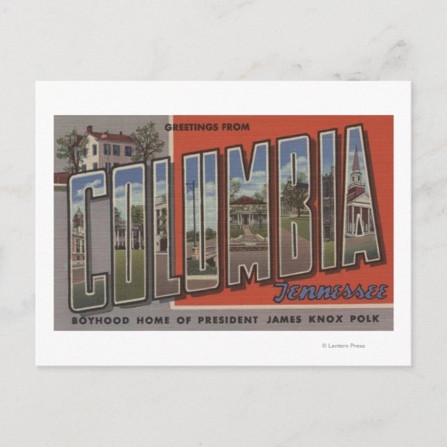 Carte Postale Columbia, Tennessee - Scènes de grandes lettres (Devant)