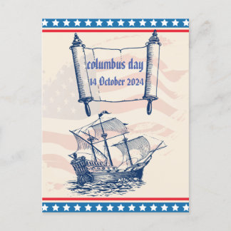 Carte Postale Columbus jour honneur histoire 14 Octobre