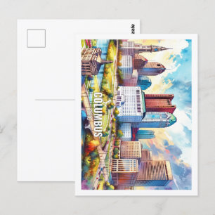 Carte Postale Columbus Ohio USA Famous Place aquarelle