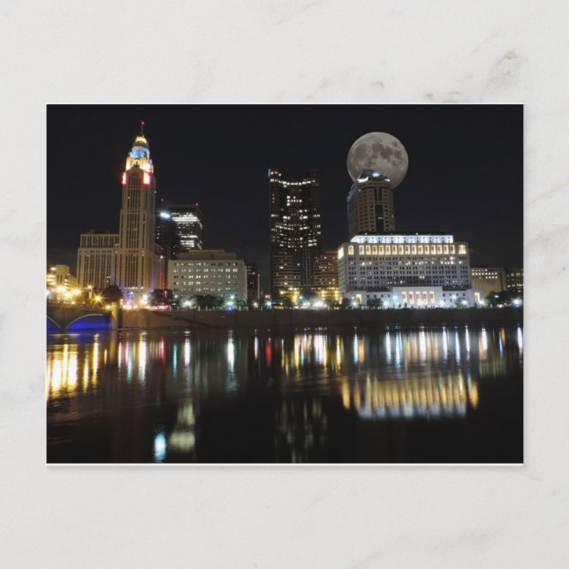 Carte Postale Columbus Skyline avec la Lune (Devant)