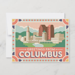 Carte postale Columbus vintage Salutations de