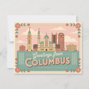 Carte postale Columbus vintage Salutations de
