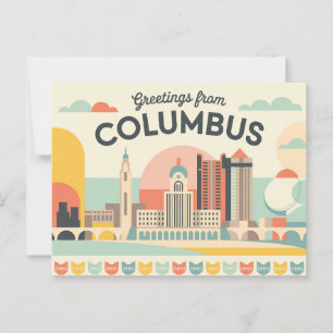 Carte postale Columbus vintage Salutations de