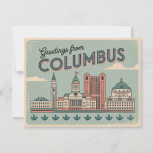 Carte postale Columbus vintage Salutations de