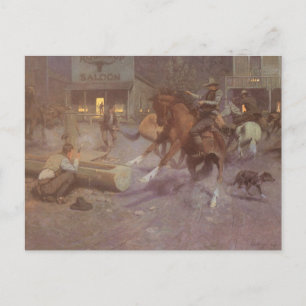 Carte Postale Combat au Roundup Saloon par EW Gollings