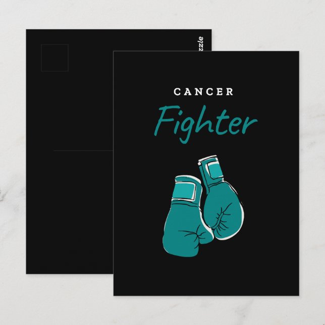 Carte Postale combattant du cancer, turquoise (Devant / Derrière)