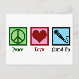 Carte Postale Comédien Paix Amour Club de Comédie Debout