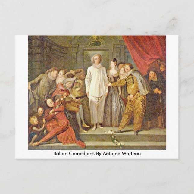 Carte Postale Comédiens Italiens Par Antoine Watteau (Devant)