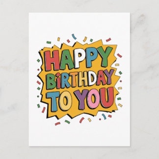 Carte Postale Comic Burst Joyeux Anniversaire