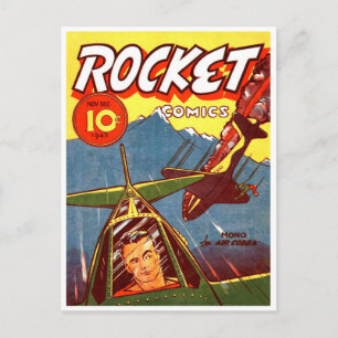 Carte Postale Comic d'avion de chasse vintage