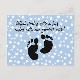 Carte Postale Commencé Par Un Baiser Bleu Bouton Personnalisé