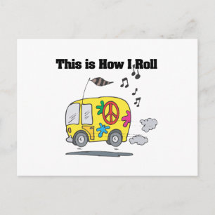 Carte Postale Comment je roule (fourgon hippie)