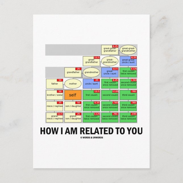 Carte Postale Comment je suis lié à vous (arbre cousin Kinship g (Devant)