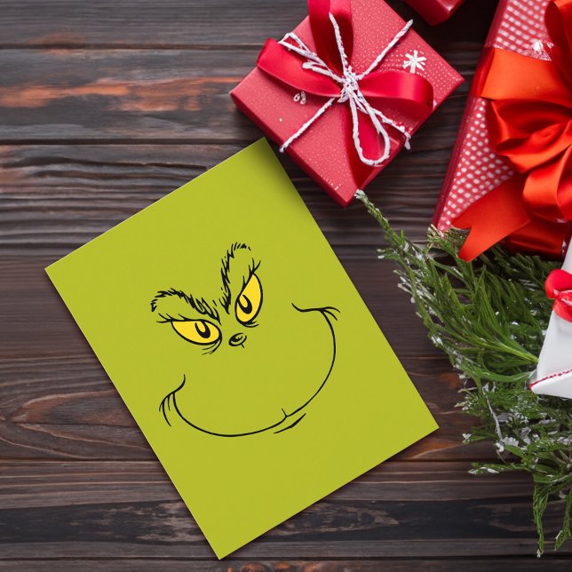 Carte Postale Comment le Grinch Stole Face de Noël (Card on table)