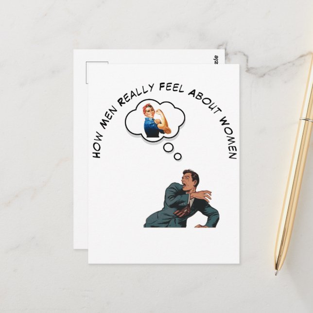 Carte Postale Comment les hommes se sentent à l'égard des femmes (Devant/Arrière en situation)
