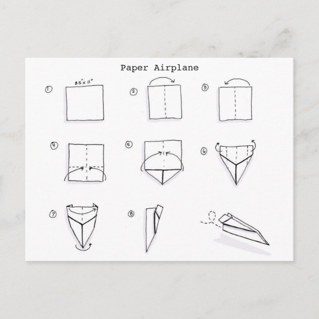 Carte Postale Comment Plier Un Avion Papier (Devant)