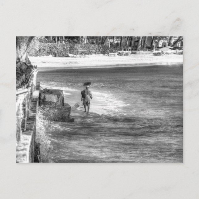 Carte Postale Commerçant de la plage de la Barbade (Devant)