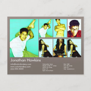 Carte Postale Comp à 2 côtés et modèle à tête grise chaude