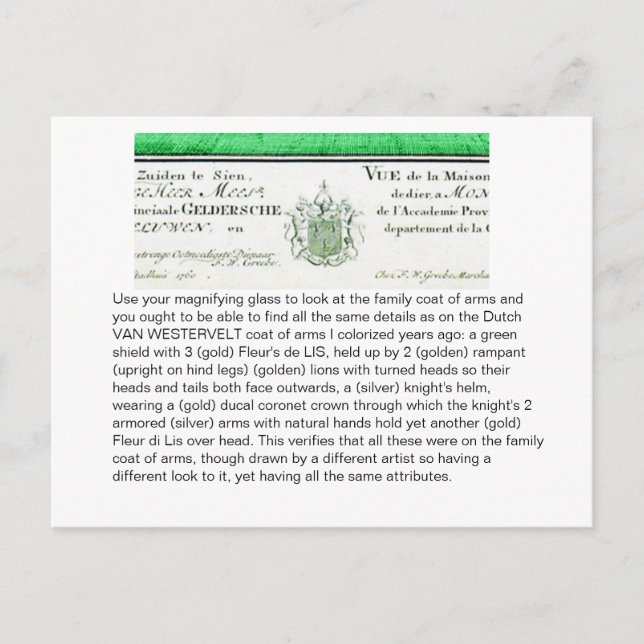 Carte Postale comparer les détails des armoiries. (Devant)