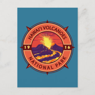 Carte Postale Compas Rétro du Parc national des volcans d'Hawaï