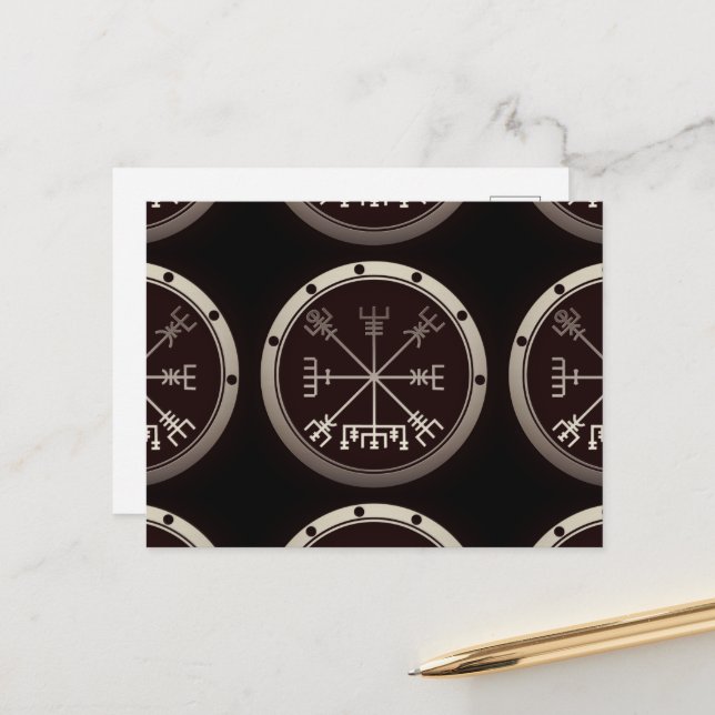Carte Postale Compas viking Vegvisir (Devant/Arrière en situation)