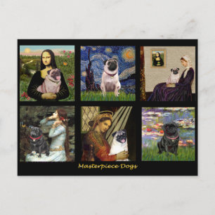 Carte Postale Composite de pug d'art célèbre #1