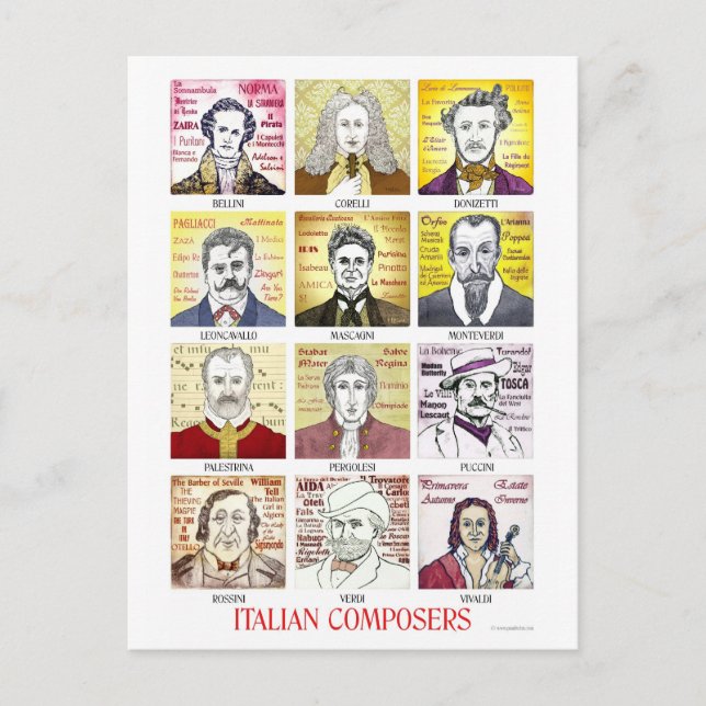 Carte postale Compositeurs italiens (Devant)