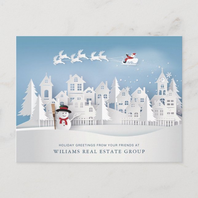 Carte Postale Composition de Noël coupée en papier Salaire d'ent (Devant)