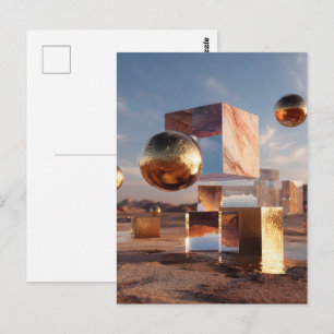 Carte Postale Composition géométrique surréaliste avec sphères d