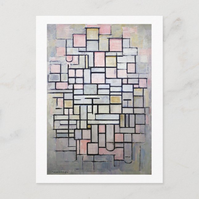 Carte Postale Composition rose et gris, Mondrian (Devant)